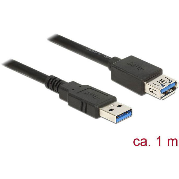 Delock 85054 USB 3.2 Gen 1 Extension Cable A Male to A Female 1m Black