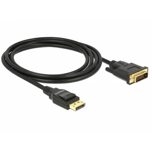 Delock 85313 DisplayPort 1.2 to DVI 24+1 Male 4K 30Hz 2m Cable Black