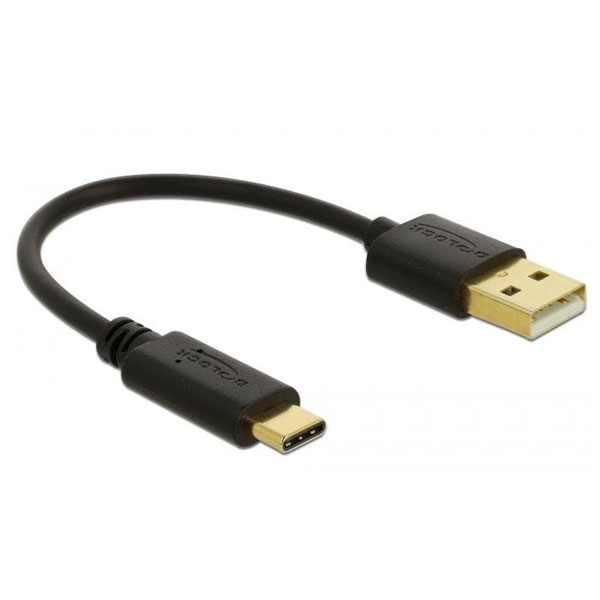Delock 85354 USB cable USB-A plug, USB-C® plug 0.15 m Black