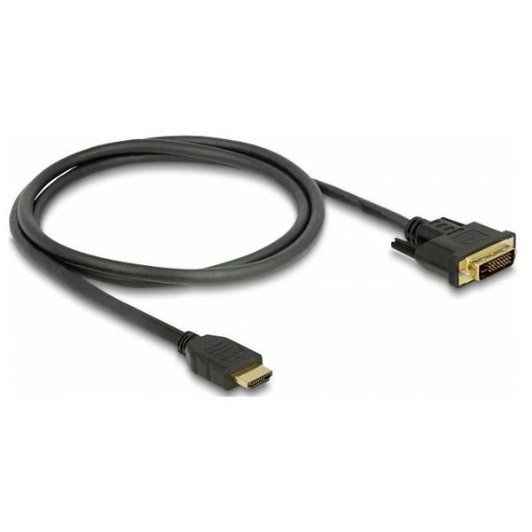 Delock 85652 HDMI to DVI 24+1 Cable Bidirectional 1m Gold-plated T...