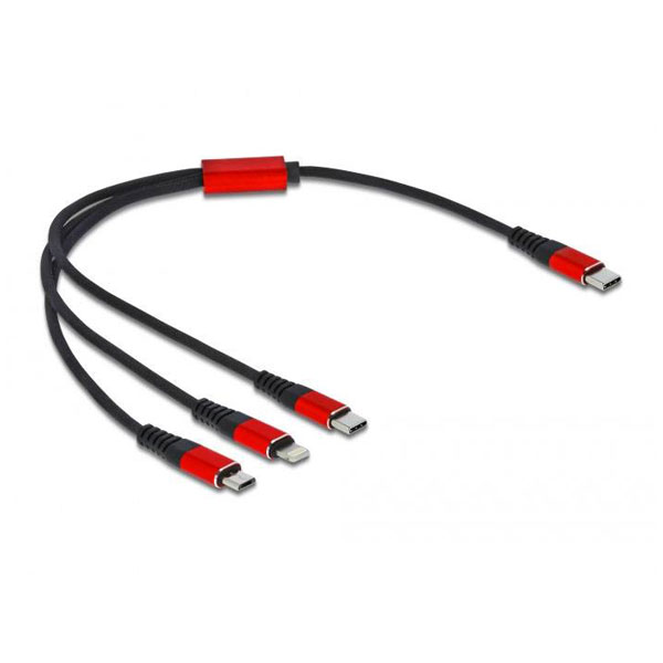 Delock 86710 USB Charging Cable 3in1 USB-C to Lightning/Micro/USB-...