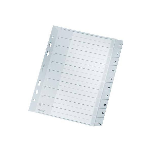 Leitz 12850000 1285 Index A5, Oversized 1-10 Polypropylene Grey 10...
