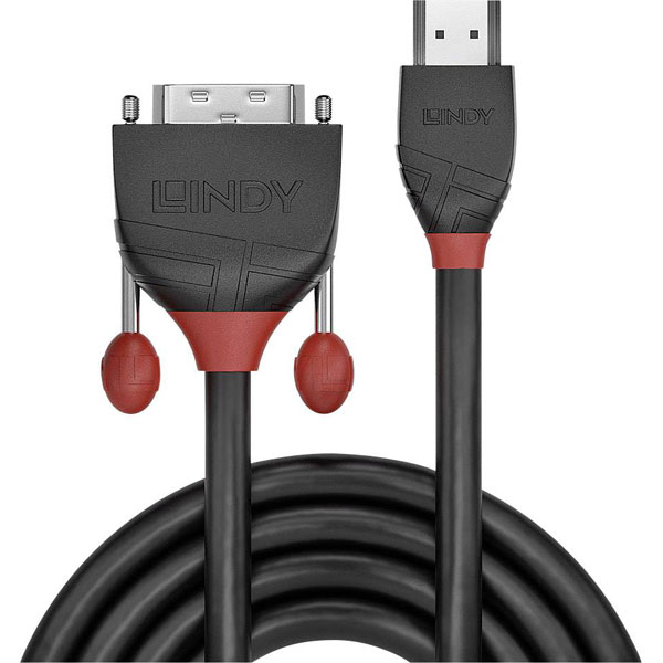 LINDY 36271 HDMI to DVI-D Adapter Cable Black Line 1m 1080p Black