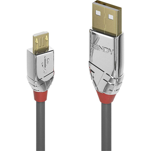 LINDY 36654 USB cable USB 2.0 USB-A plug, USB Micro-B plug 5.00 m Grey