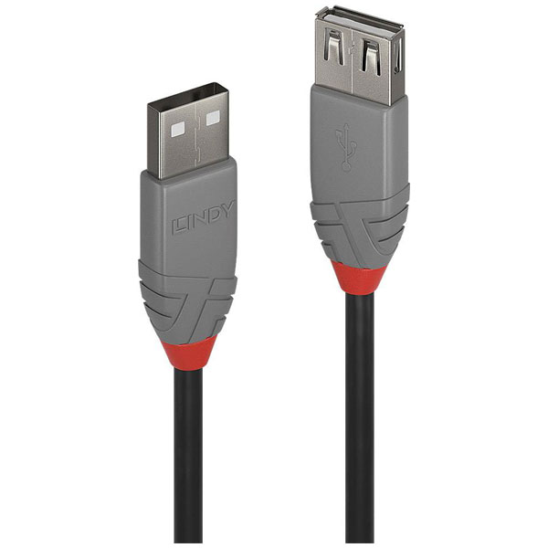 LINDY 36701 USB cable USB 2.0 USB-A plug, USB-A socket 0.50 m Black