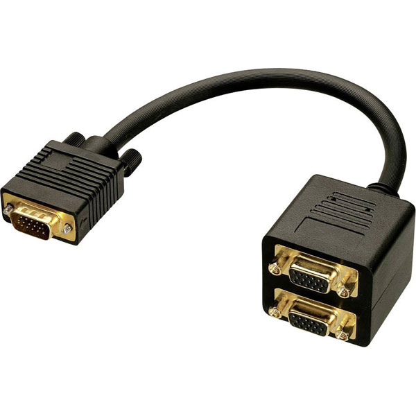LINDY 41214 VGA Y adapter [1x VGA plug - 2x VGA plug] Black 0.18 m