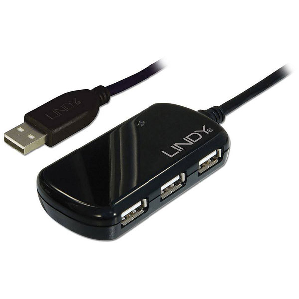 LINDY 42781 USB hub 4 ports USB type A USB 2.0 480 MBit/s + built-...