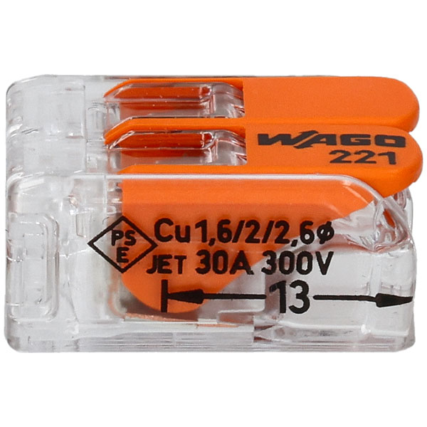 WAGO 221-612 - 221 Series 2 Conductor Max. 6mm² Splicing Con. with