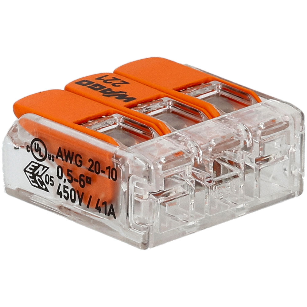 thumbnail image 2 of Traktonix 221-613 Lever-Nuts 3 Conductor Connectors – 50 Pack, Same As Wago 2 of 6