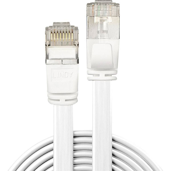 LINDY 47543 Cat.6A U/FTP Flat Network Cable, White, 3m