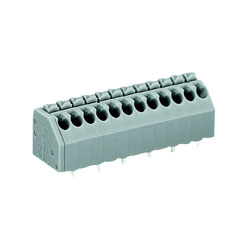 WAGO 250-205 5 Pole 3.5mm 8A 45° Push Button PCB Terminal Block Grey