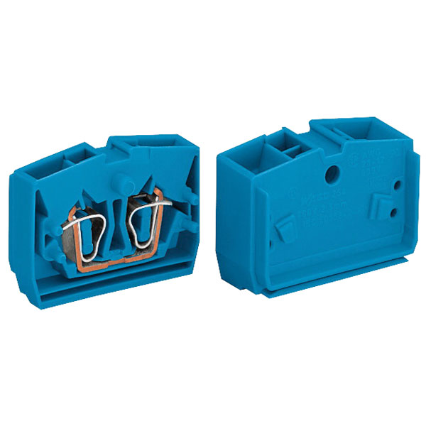  264-334 4 Conductor 24A Centre Terminal Block Fixing Flange Blue