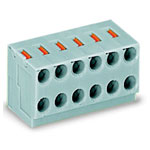 WAGO 252-104 4x2 Pole 3.5mm 2A Push Button PCB Solder Pin Terminal Block Grey