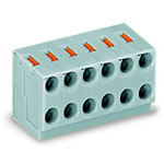 WAGO 252-110 10x2 Pole 3.5mm 2A Push Button PCB Solder Pin Terminal Block Grey