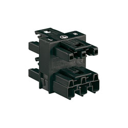 WAGO 770-607 3 Pole 10mm Distribution Connector 1 Plug + 3 Socket Black