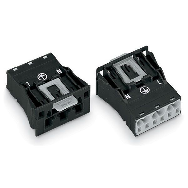  770-713 3 Pole 10mm Plug with Strain Relief Snap In Black