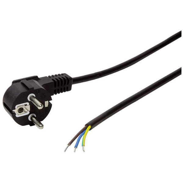 LogiLink CP135 Power Cable CEE 7/7 Angle Plug to Open End 1.5m Black