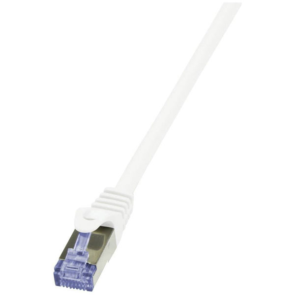 LogiLink CQ4021S RJ45 Patch Cable CAT 6A S/FTP 0.5m White Gold Pla...