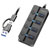 LogiLink UA0419 USB 3.2 Gen 1 Hub 4-Port USB-A with Switches and USB-C Adapter
