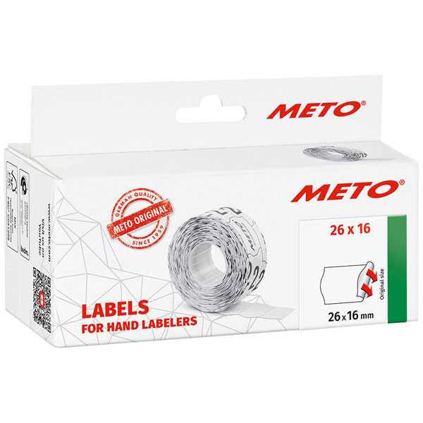 METO 9506167 Price Labels 26x16mm Permanent Adhesive Wave Edge Whi...