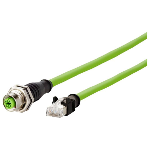 Metz Connect 142M4D25100 M12 to RJ45 CAT 5e S/UTP Ethernet Cable 1...