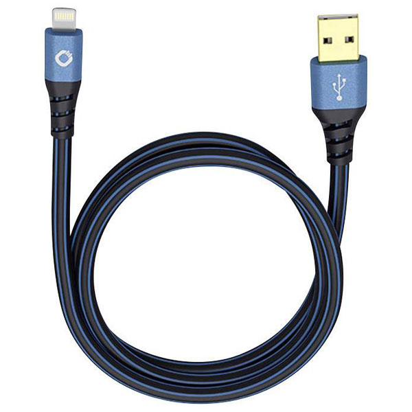 Oehlbach 9321 USB 2.0 USB-A to Lightning Cable 0.5m Blue Gold Plated