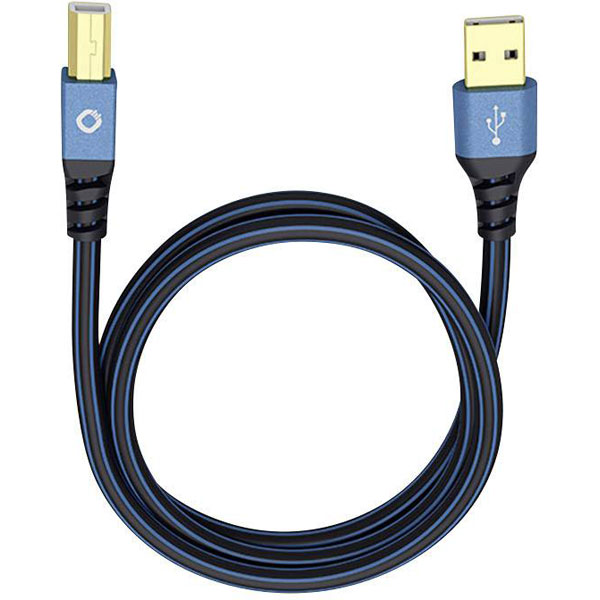Oehlbach 9341 USB 2.0 A-B Cable Blue 1.00m Gold-Plated Connectors