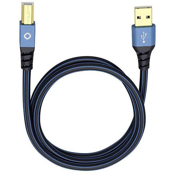 Oehlbach 9345 USB 2.0 Cable, USB-A to USB-B, 7.5m, Blue, Gold-Plat...