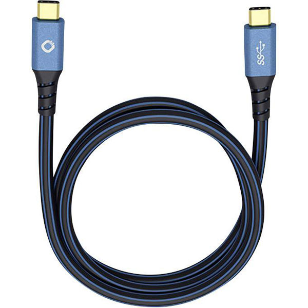 Oehlbach 9350 USB 3.2 Gen 1 USB-C Cable 0.5m Blue Gold-Plated Conn...