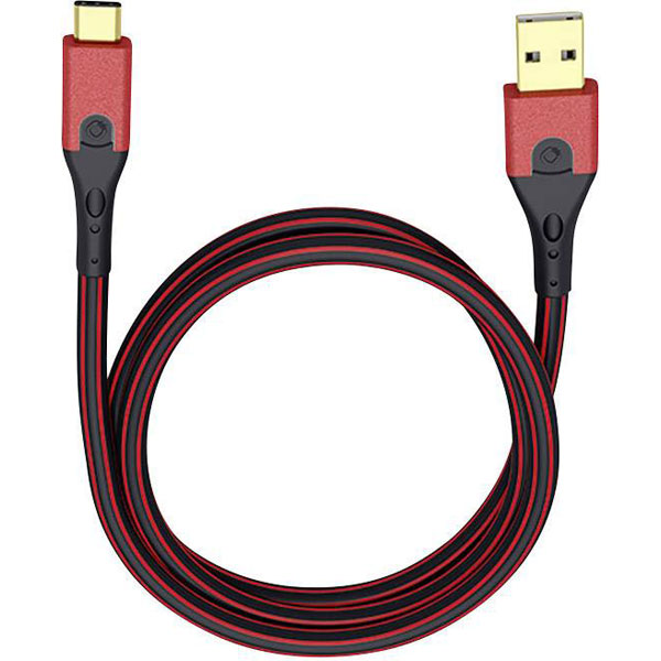 Oehlbach 9443 USB 3.2 Gen1 Cable USB-A to USB-C 3m Red/Black Gold-...