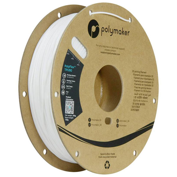 Polymaker PD02002 PolyFlex TPU90 3D Filament 1.75mm 750g White 90A...