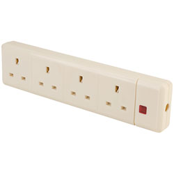 Click ES003 4 Gang 13A Trailing Socket with Neon