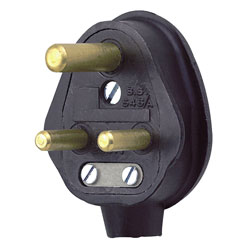 MK P53BLK Round Pin Rubber Plug Black 5A