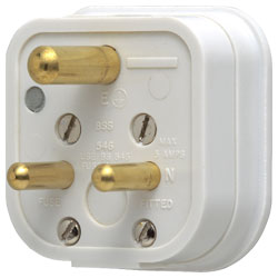 Mk 643Whi Round Pin Mains Plug 15A Fused White