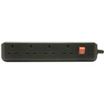 Brennenstuhl 1150403 Eco-Line 4 Way Extension Lead 1.5m Black H05VV-F 3G1.25