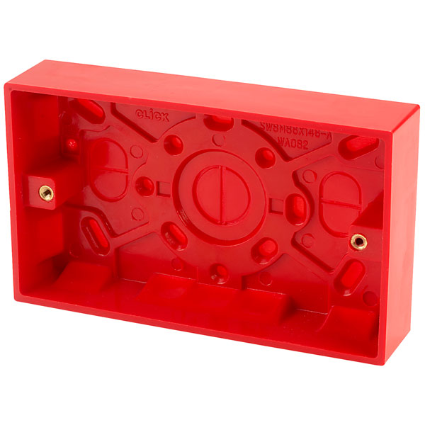 Click WA185 2 Gang 25mm Deep Pattress Box Red | Rapid Online