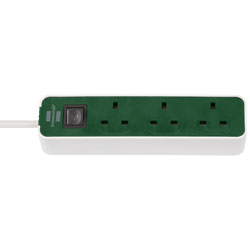 Brennenstuhl 1153233329 Ecolor 3 Way Green/White Switched Extension Socket 3m