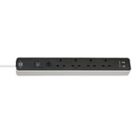 Brennenstuhl 1153243026 Ecolor 4 Way Black/White SASO Extension Socket w/USB 3m