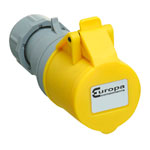 Europa IS323F 110V 2P+E 32A Yellow IP44 In Line Socket 2.5 - 6mm Cross Section