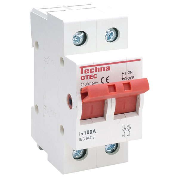 Techna GTECISO2-100R 2-Pole Mains Incomer 100A | Rapid Online