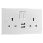 BG 822UAA12 White Nexus 13A 2G Sw Skt + 2 X USB A 12W