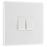 BG 842 White Nexus Moulded Double Switch, 20A 16AX 2 Way