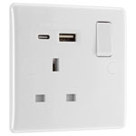 BG 821UAC18 White Nexus 13A 1G Sw Skt + USB A + C (18W)