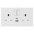 BG 822UAC12 White Nexus Moulded Double Switched 13A Power Socket - USB Charging