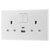 BG 822UAC12 White Nexus Moulded Double Switched 13A Power Socket - USB Charging