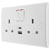 BG 822UAC12 White Nexus Moulded Double Switched 13A Power Socket - USB Charging