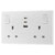 BG 822UACC30 White Nexus Moulded Double Switched 13A Power Socket - USB Charging