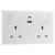 BG 822UAC22 White Nexus Moulded Double Switched 13A Power Socket - USB Charging