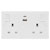 BG 822UAC22 White Nexus Moulded Double Switched 13A Power Socket - USB Charging