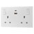 BG 822UAC22 White Nexus Moulded Double Switched 13A Power Socket - USB Charging